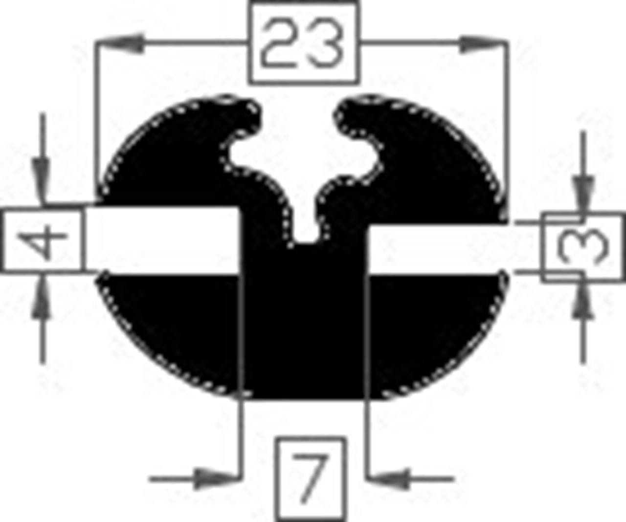 Fensterklemmprofil EPDM SCHWARZ 3/4 mm br 21 mm