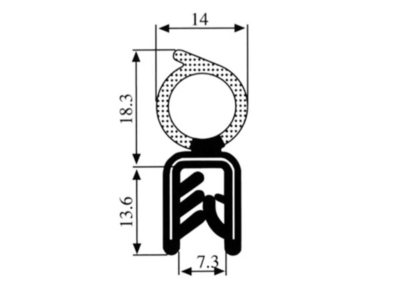 Klemprofiel spons/boven 2-5 mm
