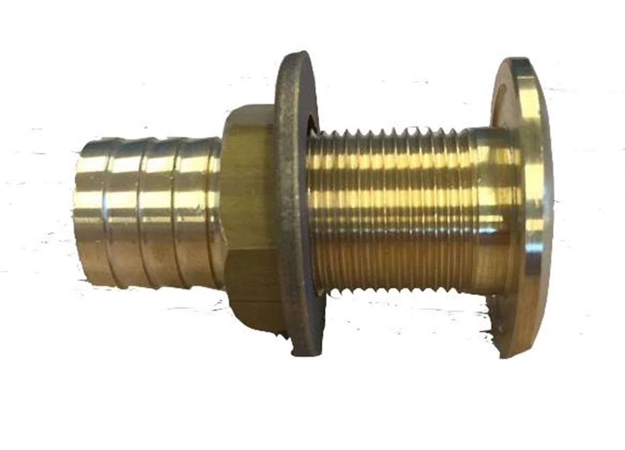 Through-hull fitting brass WITH SPOUT