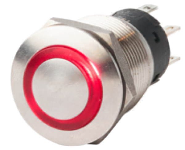 Schalter RVS mit LED 12/24V 8P 12/24V 8P; +/-/C/NO/NC