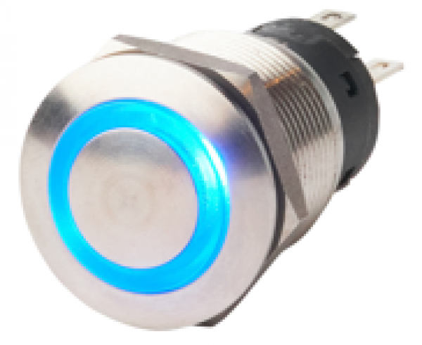 Schalter RVS mit LED 12/24V 8P 12/24V 8P; +/-/C/NO/NC